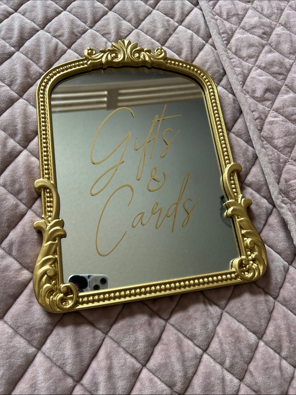 Gold Ornate 'Gifts & Cards' Wall Mirror by